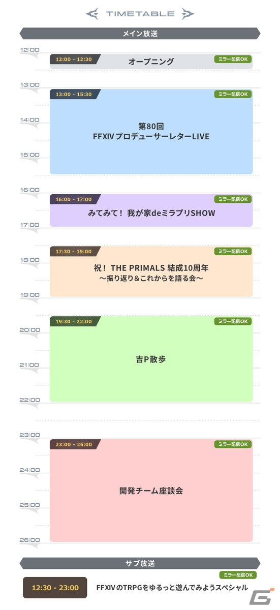 「FFXIV」新生10周年記念「第9回 14時間生放送」が4月13日に放送!プロデューサーレターLIVEやTHE PRIMALSのトークコーナーもの画像