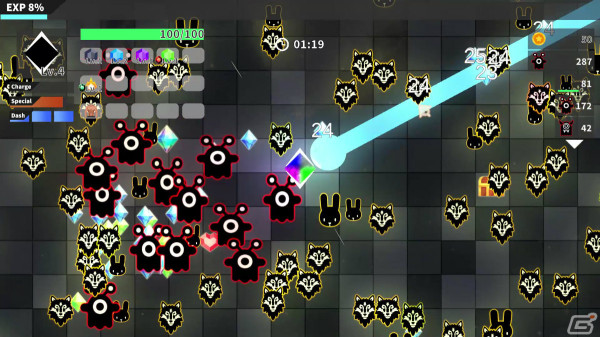 「クリスタルサバイバー」のSteamページが公開！迫りくる敵の群れをチャージショットでなぎ払うローグライトSTGの画像6