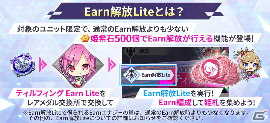 「ファントム オブ キル -オルタナティブ・イミテーション-」姫希石500個でEarn解放が行える機能“Earn解放Lite”が追加！の画像