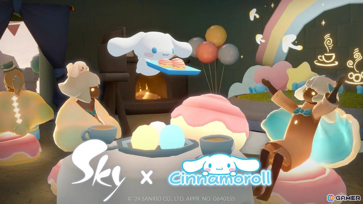 「Sky 星を紡ぐ子どもたち」とサンリオのシナモロールが初コラボ!花鳥郷に「Sky × Cinnamorollもくもくカフェ」が4月27日より登場の画像