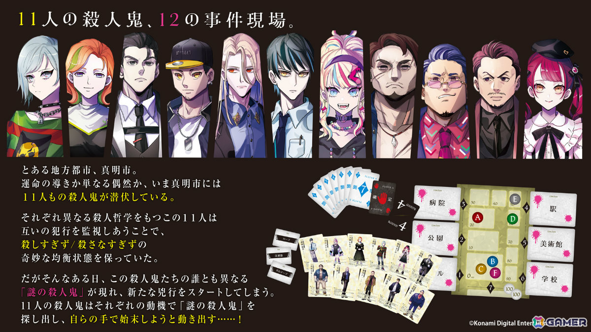 ヨフカシプロジェクトより「キルタイム・キラーズ THE BOARD GAME 真明市連続殺人事件」が6月下旬に発売!の画像