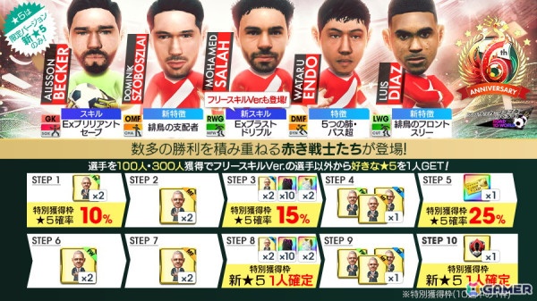 「サカつくRTW」サラー選手や遠藤航選手らイングランド強豪クラブのスーパースターが登場する「6th Anniversary FEVER STAR FES」が開催！の画像1