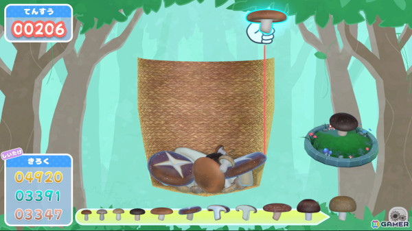 “スイカゲーム”ライクな落ちモノパズルゲーム「きのこゲーム」Switch版が発売！きのこたちを組み合わせて“マツタケ合体”を目指そうの画像