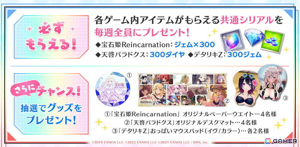 「天啓パラドクス」で「デタリキZ」「宝石姫Reincarnation」とのトリプルコラボイベントが開催！イヴ・ネモフィラやダイヤモンドが登場するガチャもの画像