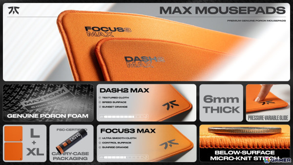 Fnatic Gear社製ゲーミングマウスパッド「DASH2 MAX」シリーズおよび「FOCUS3 MAX」シリーズがアスクより5月17日発売の画像1