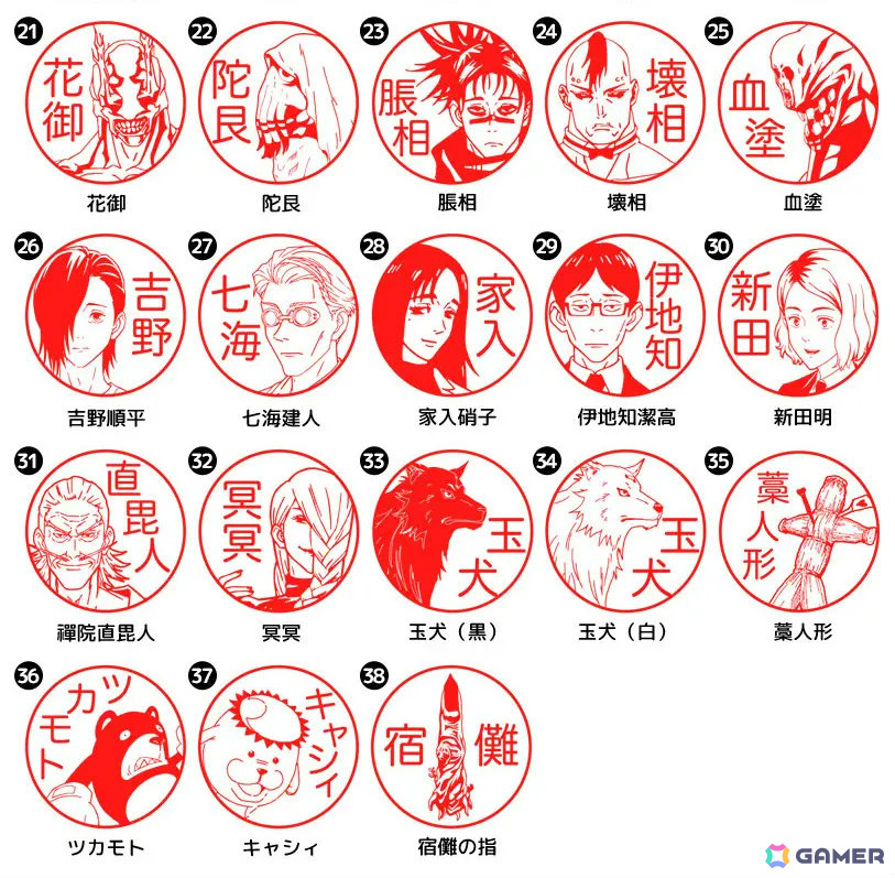 「呪術廻戦 はんこコレクション」がAmazonで発売！虎杖や五条、宿儺、獄門疆など88種のイラストから選べるオーダーメイドのはんこの画像4