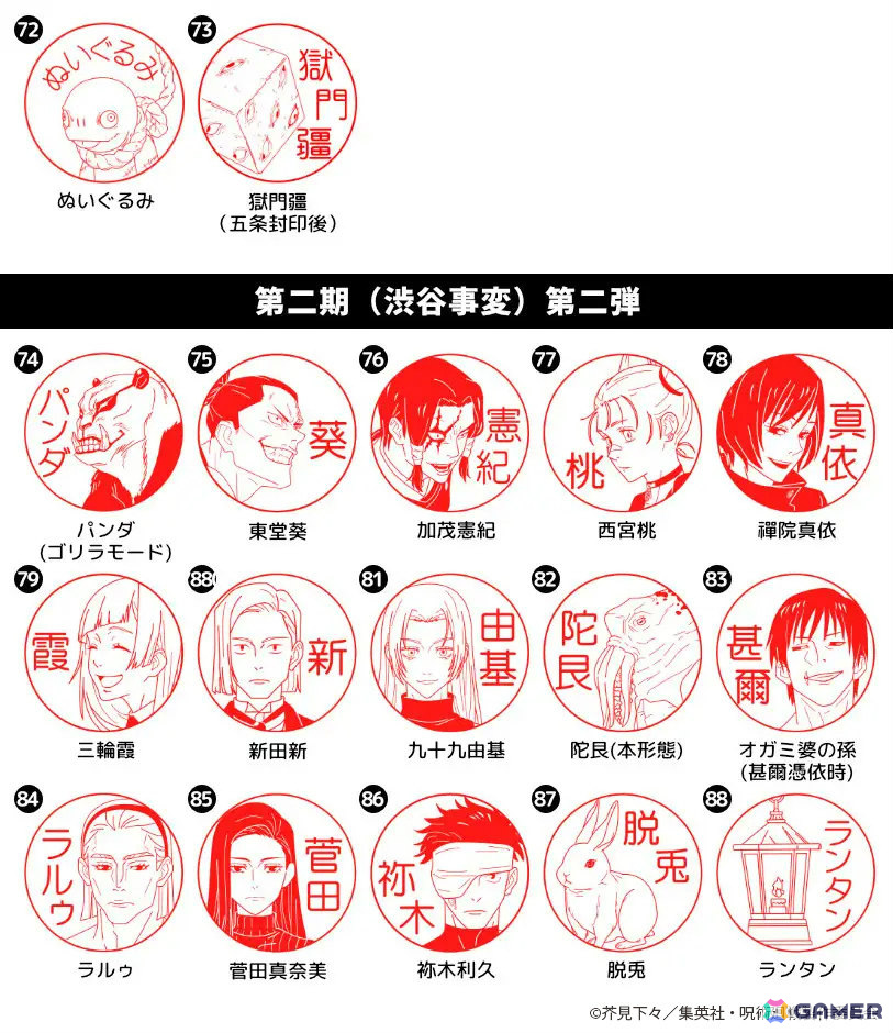 「呪術廻戦 はんこコレクション」がAmazonで発売！虎杖や五条、宿儺、獄門疆など88種のイラストから選べるオーダーメイドのはんこの画像7