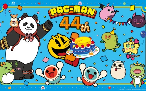 パックマンの誕生44周年を記念したキャンペーンが開催！描き下ろしイラストには「アイマス」「太鼓の達人」などのマスコットキャラたちが登場