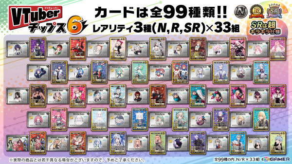「VTuberチップス6」が5月28日に発売！朝ノ瑠璃さん、伊東ライフさん、天開司さんら全33組99種のカードがラインナップの画像2