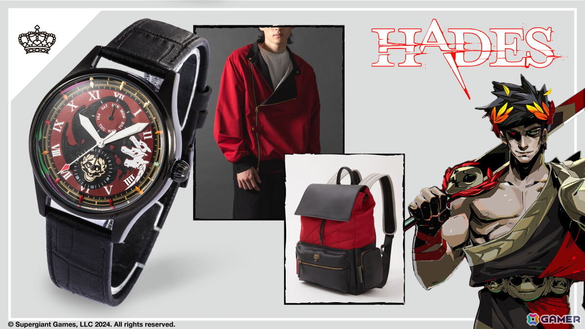 「Hades」主人公・ザグレウスをイメージした腕時計・アウター・バックパックがSuperGroupiesより登場！の画像