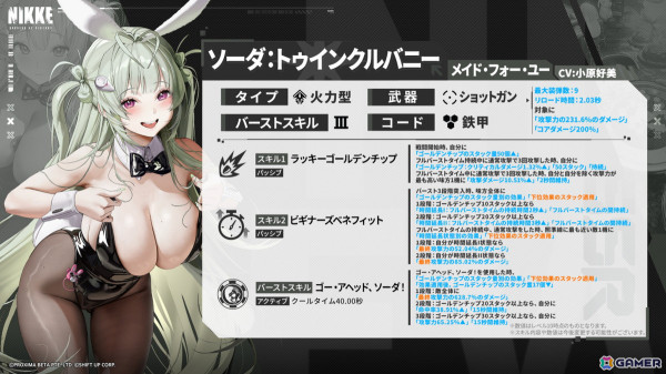「勝利の女神：NIKKE」バニーガール姿のSSRニケ「ソーダ：トゥインクルバニー」（CV：小原好美）と「アリス：ワンダーランドバニー」（CV：羊宮妃那）が登場！の画像4