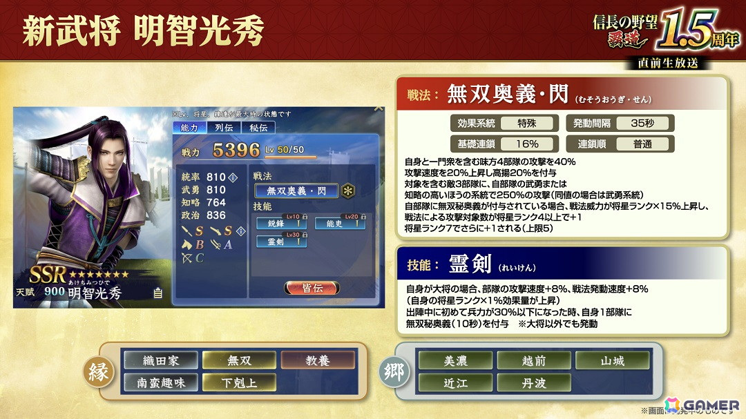 「信長の野望 覇道」で「戦国無双」とのコラボイベントが6月1日より開催!真田幸村や明智光秀などが限定登用で登場の画像