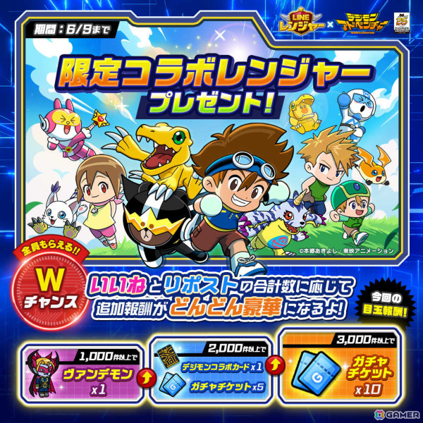 「LINE レンジャー」×アニメ「デジモンアドベンチャー」のコラボが実施！八神太一たちとパートナーデジモンがコラボレンジャーにの画像3