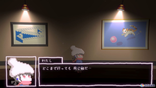 ドット絵まちがいさがしADV「ループする美術館」のSteamページが公開――人語を話す“ねこ”と交流しながら不思議な美術館の謎を解こうの画像2