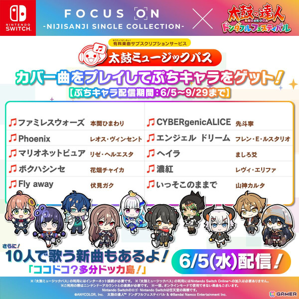 「太鼓の達人 ドンダフルフェスティバル」にじさんじライバーによるナムオリカバーとコラボ楽曲が「太鼓ミュージックパス」にて配信！の画像2