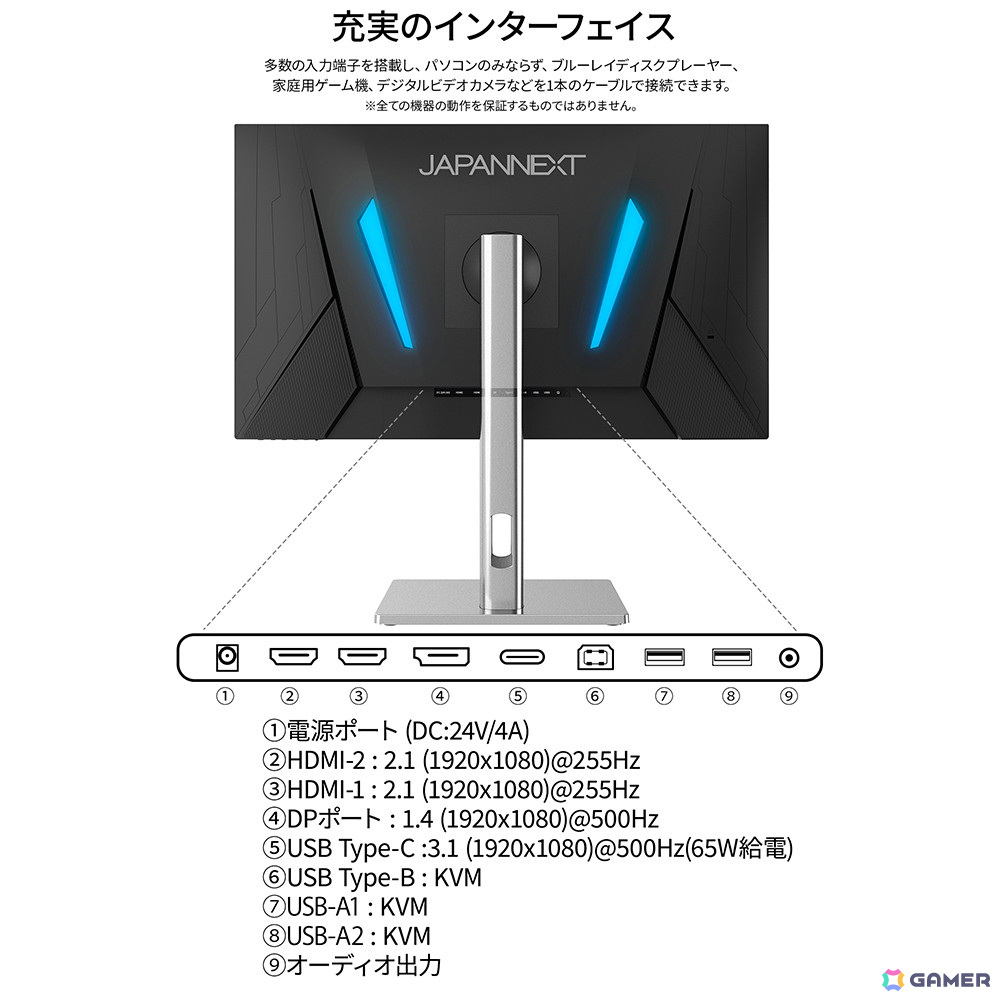 JAPANNEXT、500Hzの超高速リフレッシュレートと応答速度1ms（MPRT）に対応した24.5インチゲーミングモニターを発売！の画像13