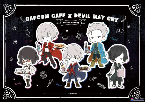 「デビル メイ クライ」シリーズとカプコンカフェ池袋店＆梅田店のコラボが7月5日より開催！ダンテやネロらがカフェの準備をするメインビジュアルが公開の画像1