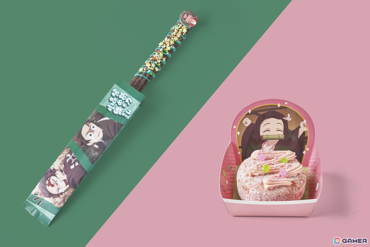 (左)剣術訓練! 炭治郎と小鉄のチョコチュリトス (右)禰豆子のいちご&まっちゃほいっぷどーなっつ