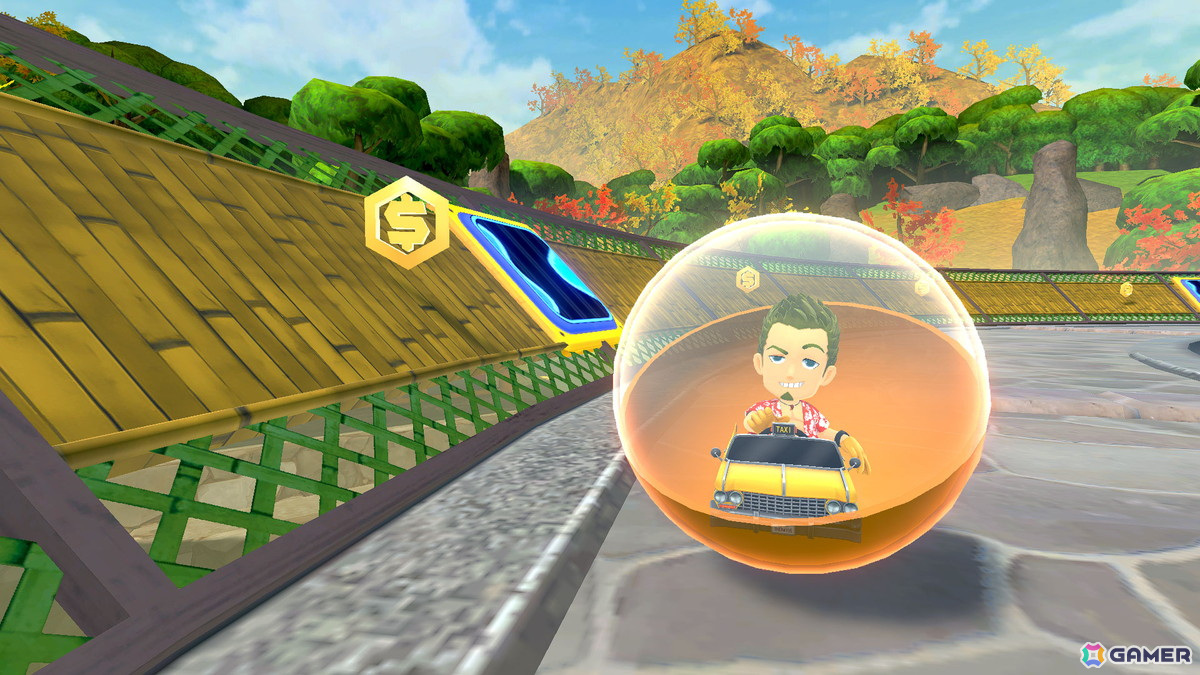 「スーパーモンキーボール バナナランブル」DLC「セガパス」に「クレイジータクシー」のメインキャラ「アクセル」が登場!の画像