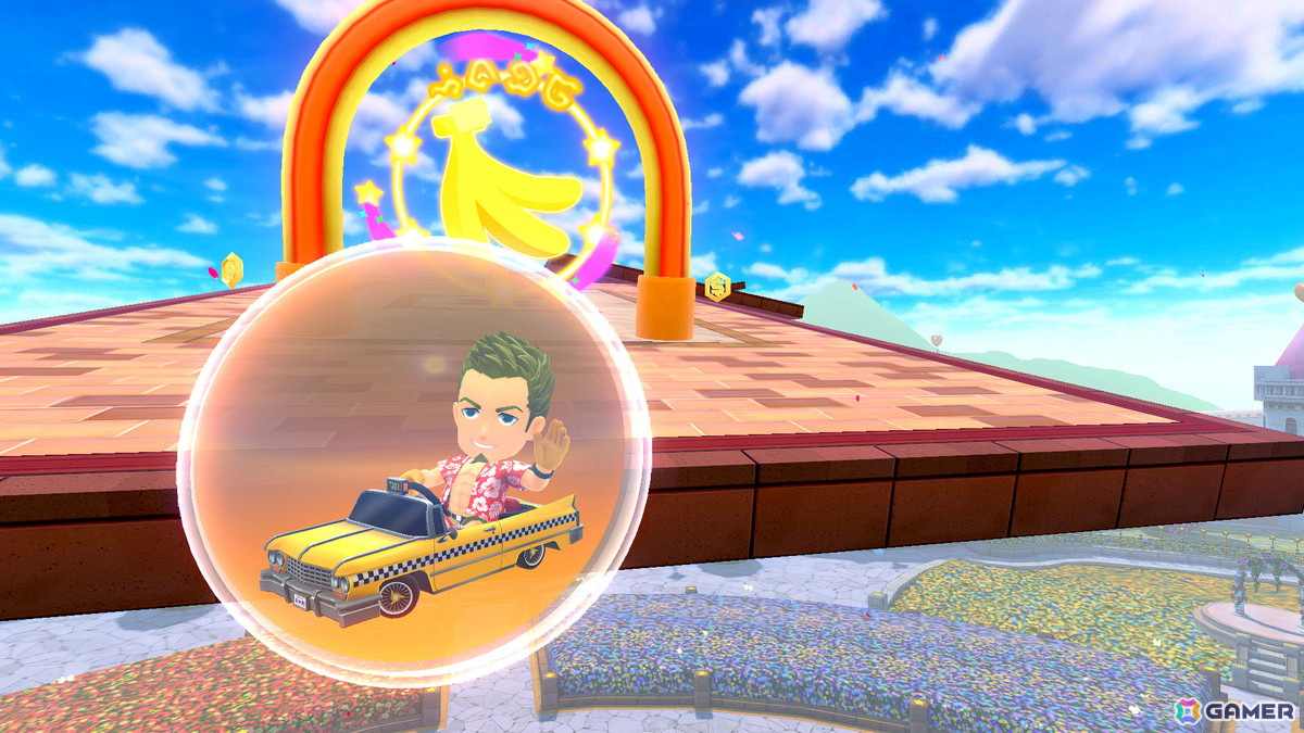 「スーパーモンキーボール バナナランブル」DLC「セガパス」に「クレイジータクシー」のメインキャラ「アクセル」が登場!の画像