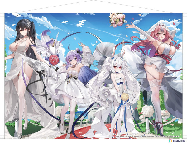 タペストリー　イラストリアス＆ユニコーン 「水辺のお茶会」 描きおろしB2タペストリー 「アズールレーン」 エアコミケ2グッズ アズレン」描き下ろしイラストを使用したグッズが6月15日より