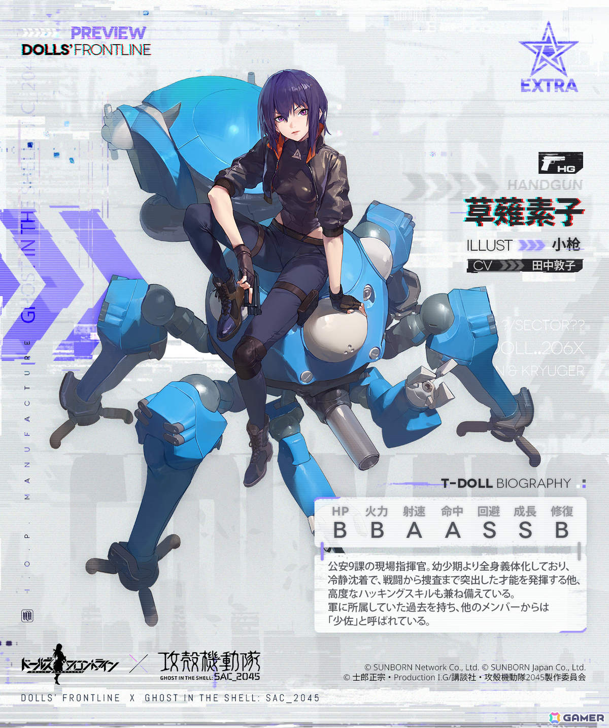 「ドルフロ」×「攻殻機動隊 SAC_2045」のコラボイベントが実施!草薙素子、江崎プリン、ミズカネスズカが特典人形として登場の画像
