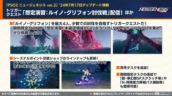 「PSO2 ニュージェネシス」2024年後半～2025年初頭のロードマップや「陰の実力者になりたくて！」「シャングリラ・フロンティア」コラボ情報が公開！の画像16