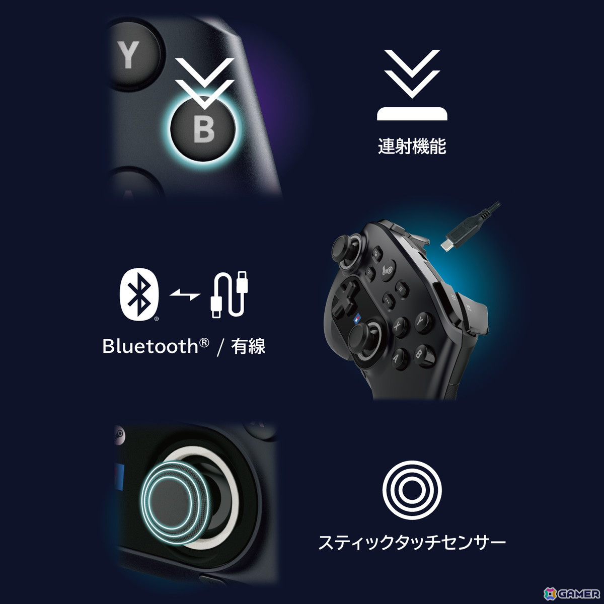 「ワイヤレスホリパッド for Steam」が2024年に発売決定!無線接続やジャイロ、連射機能に対応したSteam公式ライセンスパッドの画像