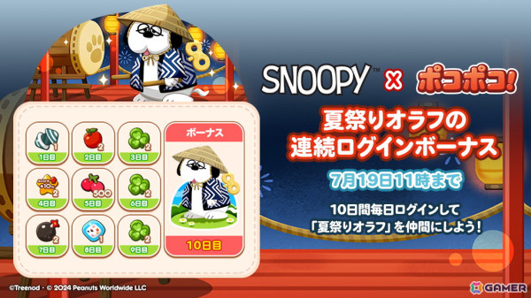 「LINE ポコポコ」で「SNOOPY」とのコラボが開催！夏祭りスヌーピーや夏祭りチャーリー・ブラウンがオリジナル仲間として登場の画像4