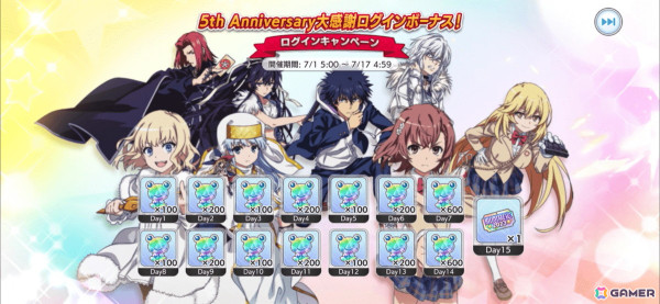 「とある魔術の禁書目録 幻想収束」5周年キャンペーンが開催！原作20周年との合同周年イベントや公開生放送の情報もの画像2