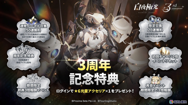 「白夜極光」は3周年！ビクトリア・墓歌(CV：遠藤綾)やネイルス・祭礼(CV：内田雄馬)が登場するイベント「隙間の旅人」が開催の画像2