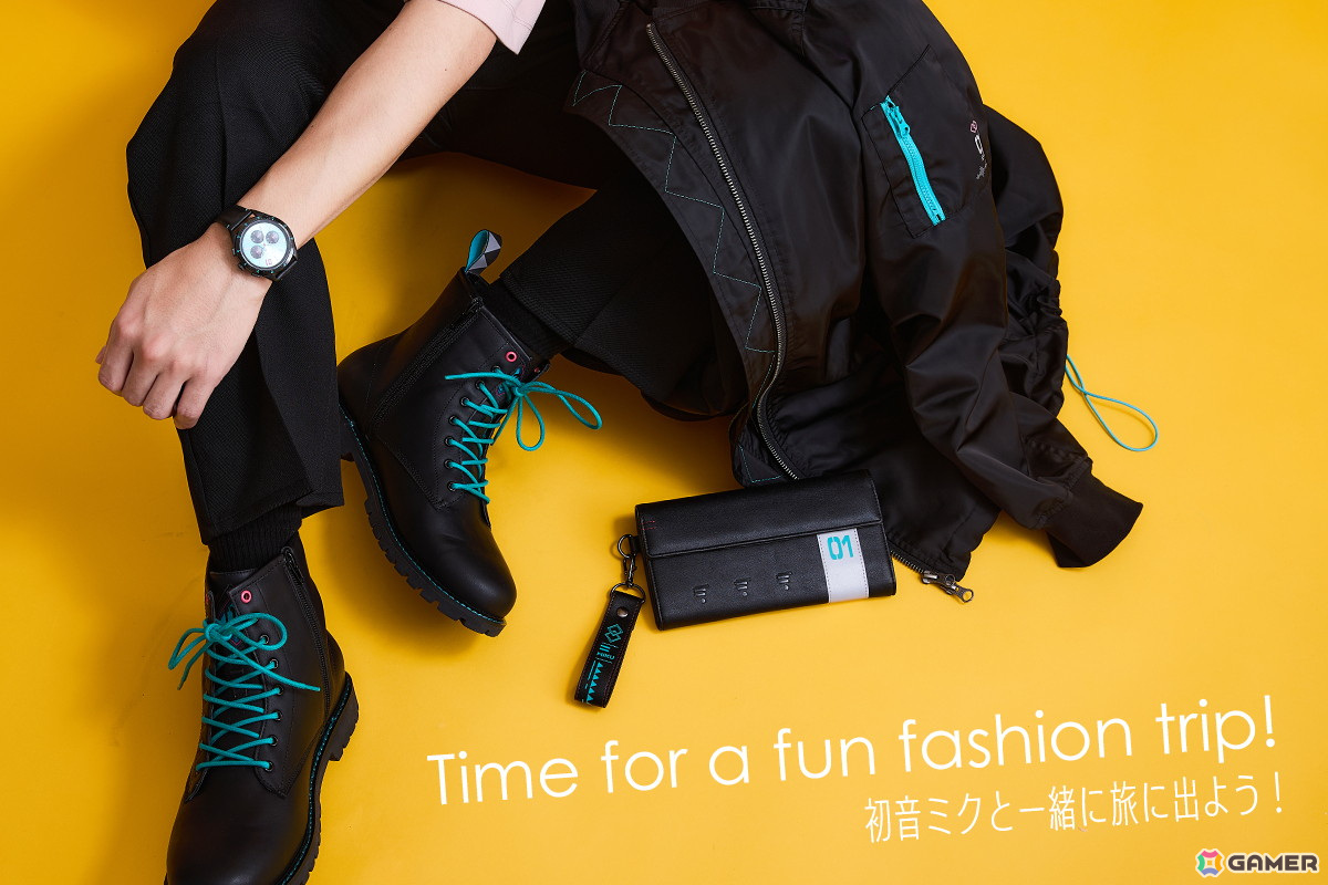 「初音ミク」の腕時計・ブルゾン・長財布・ブーツが登場!ブラックにミクグリーンが鮮やかなユニセックスアイテムの画像
