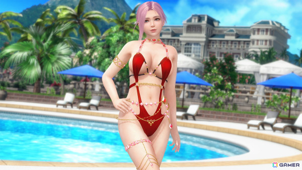 「DEAD OR ALIVE XVV」ゴージャスなデザインの新SSR水着「レディアントレッド」が追加!「スパークリングブルー」もなつかしコーデガチャで再登場の画像