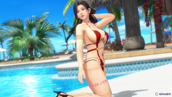 「DEAD OR ALIVE XVV」ゴージャスなデザインの新SSR水着「レディアントレッド」が追加!「スパークリングブルー」もなつかしコーデガチャで再登場の画像