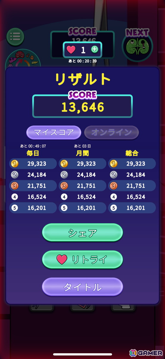 ビーカーから溢れないように臓器を進化させるマージパズル「臓器ゲーム-MergePuzzle-」がスマホ向けに配信！の画像4