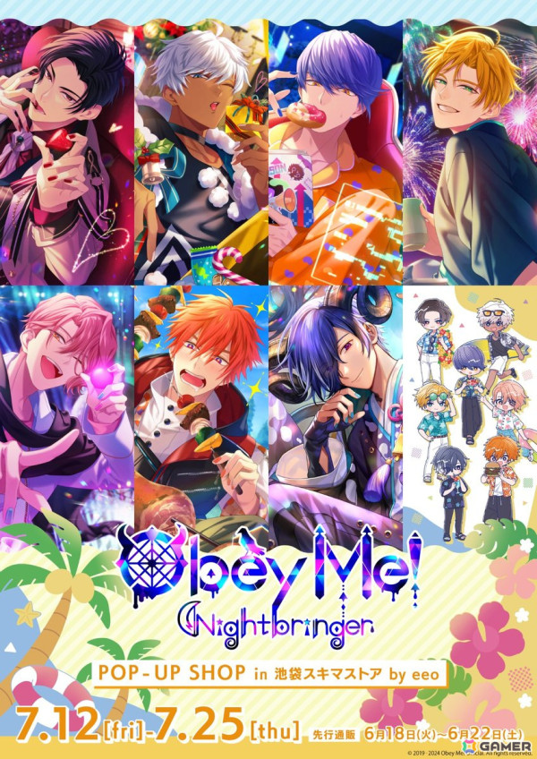 「Obey Me! Nightbringer」POP-UP SHOPが池袋スキマストアで開催！イケメン悪魔7兄弟がアロハシャツを着たCandy Artグッズも展開の画像1