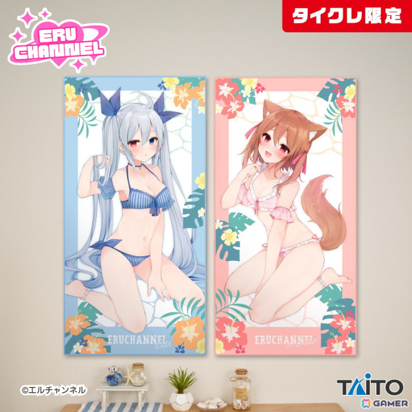 ゆっくり実況「エルチャンネル」のエルさんとおーちゃんさんが7月19日より初のプライズ化！描き下ろし水着衣装のロングクッションなどが登場の画像2