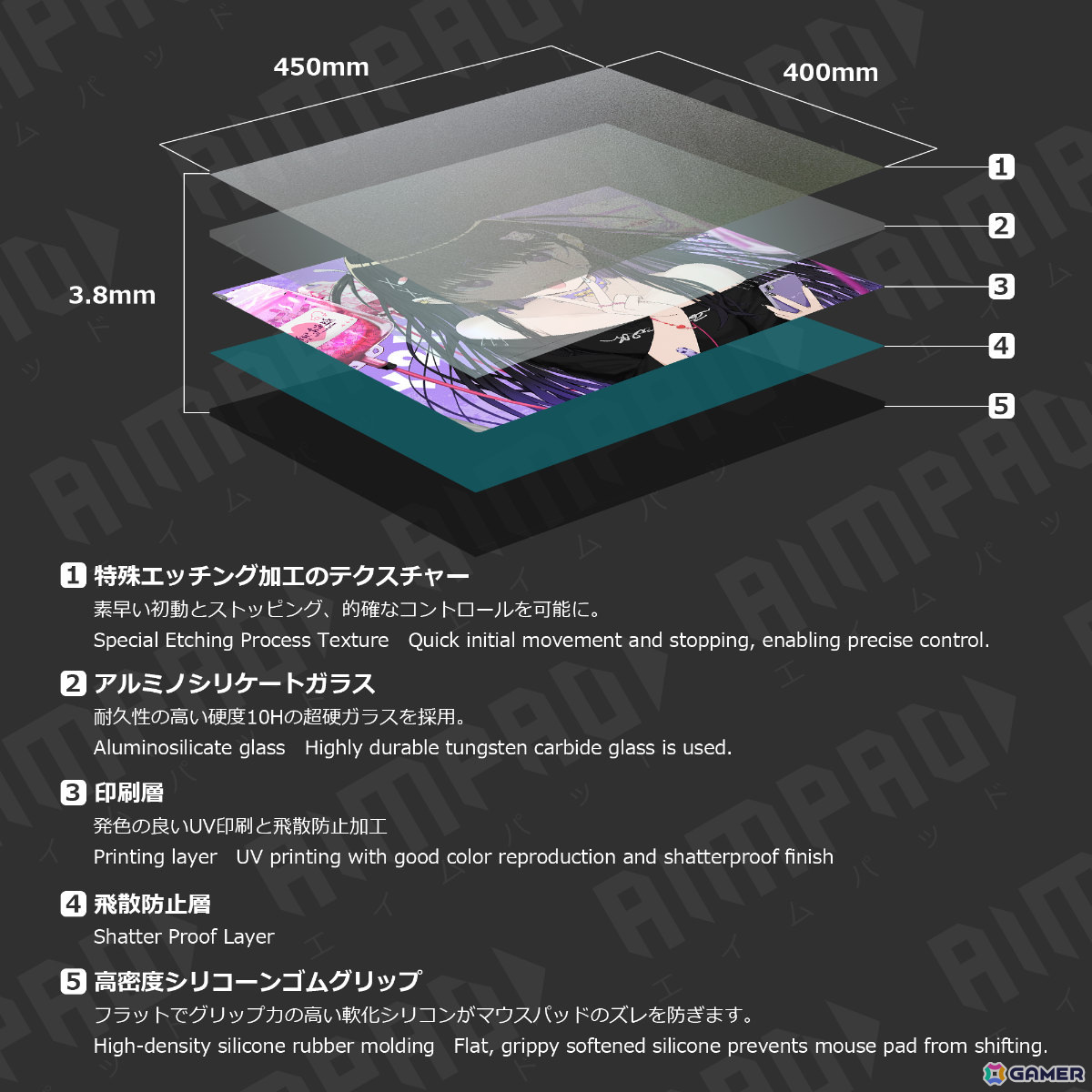イラストレーター・imi氏の描き下ろしゲーミングガラスマウスパッド「Yumekawa」が登場!ゴリラガラス採用で高い耐久性を実現の画像