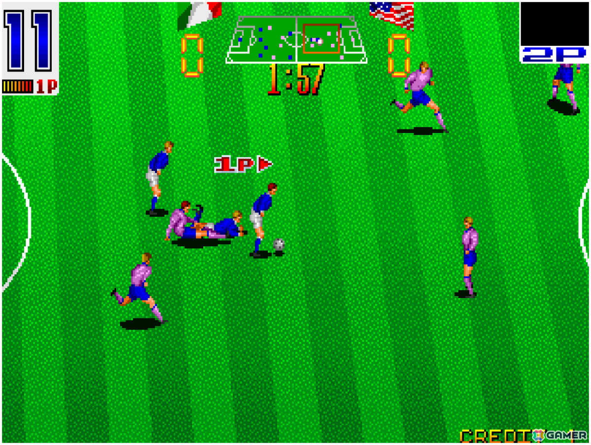 ラフプレイも可能なサッカーゲーム「ハットトリックヒーロー」がアーケードアーカイブスで7月18日に配信！の画像2