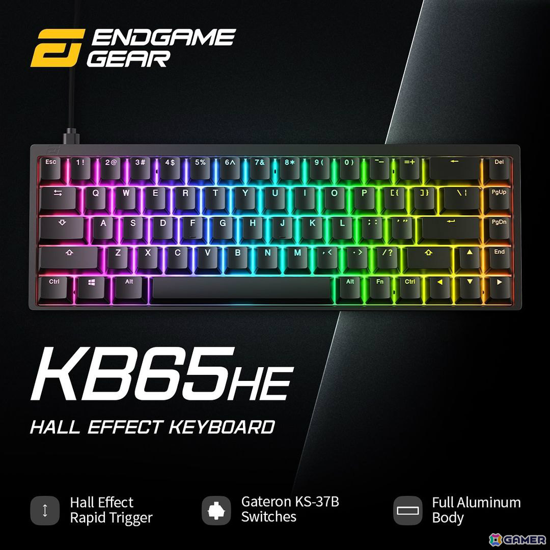 Endgame Gear初となるゲーミングキーボード「KB65HE」が発売!高速レスポンスのラピッドトリガーを搭載の画像