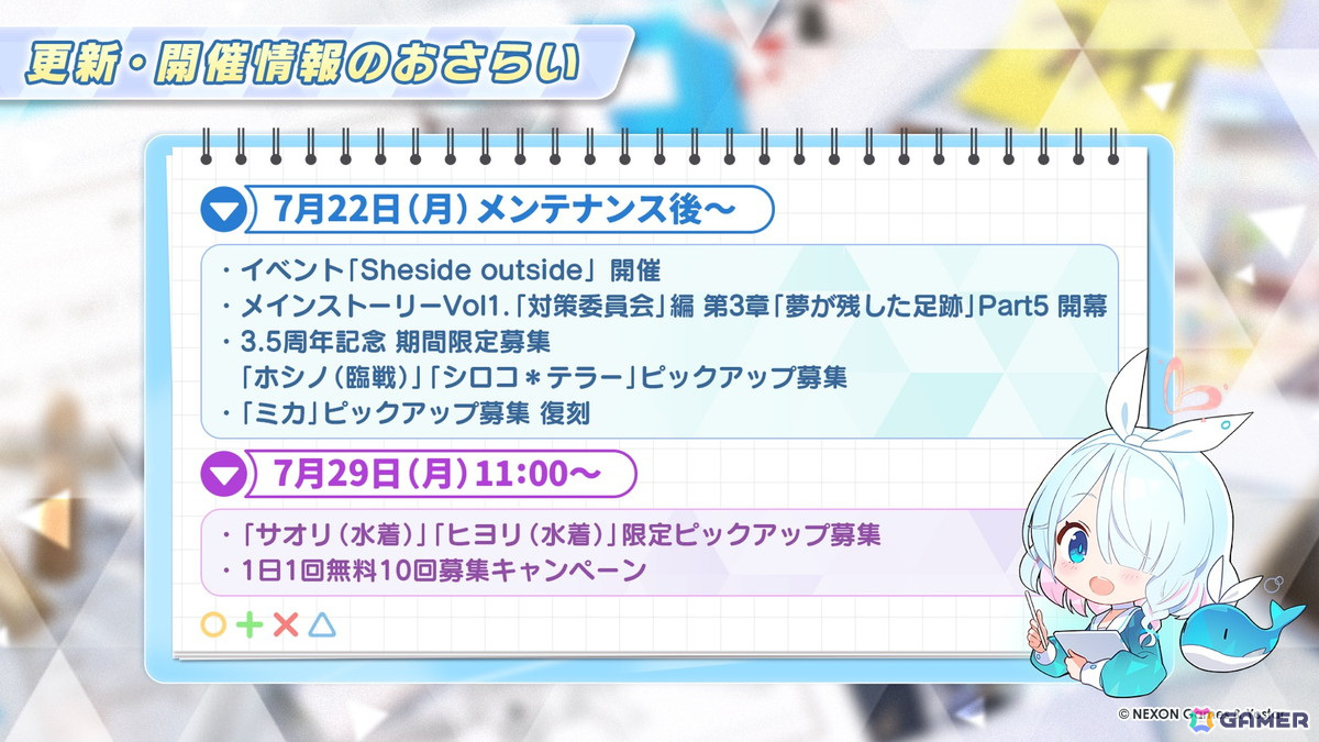 「ブルアカ」3.5周年でホシノ(臨戦)とシロコ*テラーが登場!水着姿のサオリ、アツコ、ヒヨリが登場するアリウススクワッドのイベントもの画像