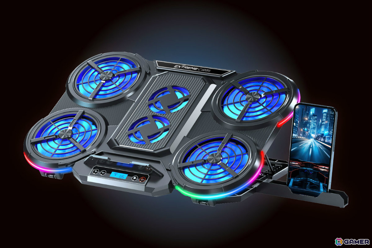 6基のファンでノートPCを効率よく冷却できるスタンド型クーラー「EXTREME COOL」が発売!スタイルに合わせて角度調整も可能の画像