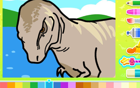 ぬりえゲーム「ぬりえであそぼう きょうりゅう博物館」が配信！恐竜と古代の生物たちのイラスト150枚を収録