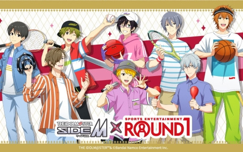 「アイドルマスター SideM」と「ROUND1」のコラボキャンペーンが開催！ラウンドワンを満喫する8人の描き下ろしビジュアルを使用したグッズも登場