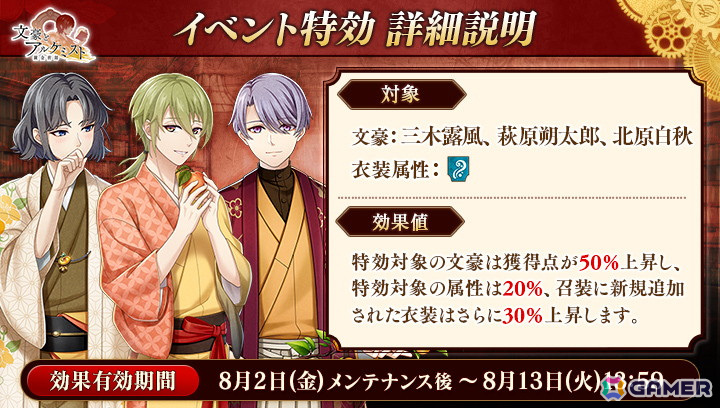 「文豪とアルケミスト」室生犀星の新たな「覚醒ノ指環」が追加！イベント「特殊調査任務『ひまわりと月見草』」もスタートの画像