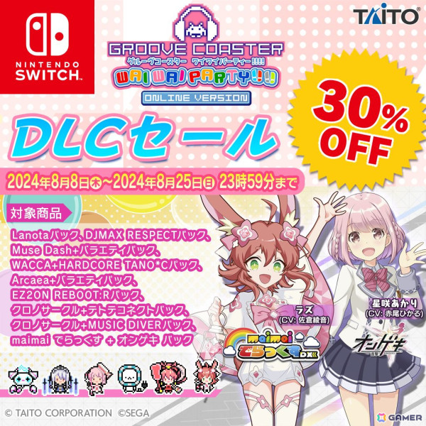 「グルーヴコースター ワイワイパーティー!!!!」の追加DLC「CHUNITHM パック」が配信！「コスモポップファンクラブ」や「雪男」など10曲を収録の画像8