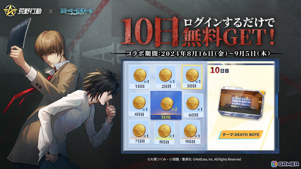 「荒野行動」で「DEATH NOTE」とのコラボイベントがスタート!月やL、リュークらの再現衣装もの画像