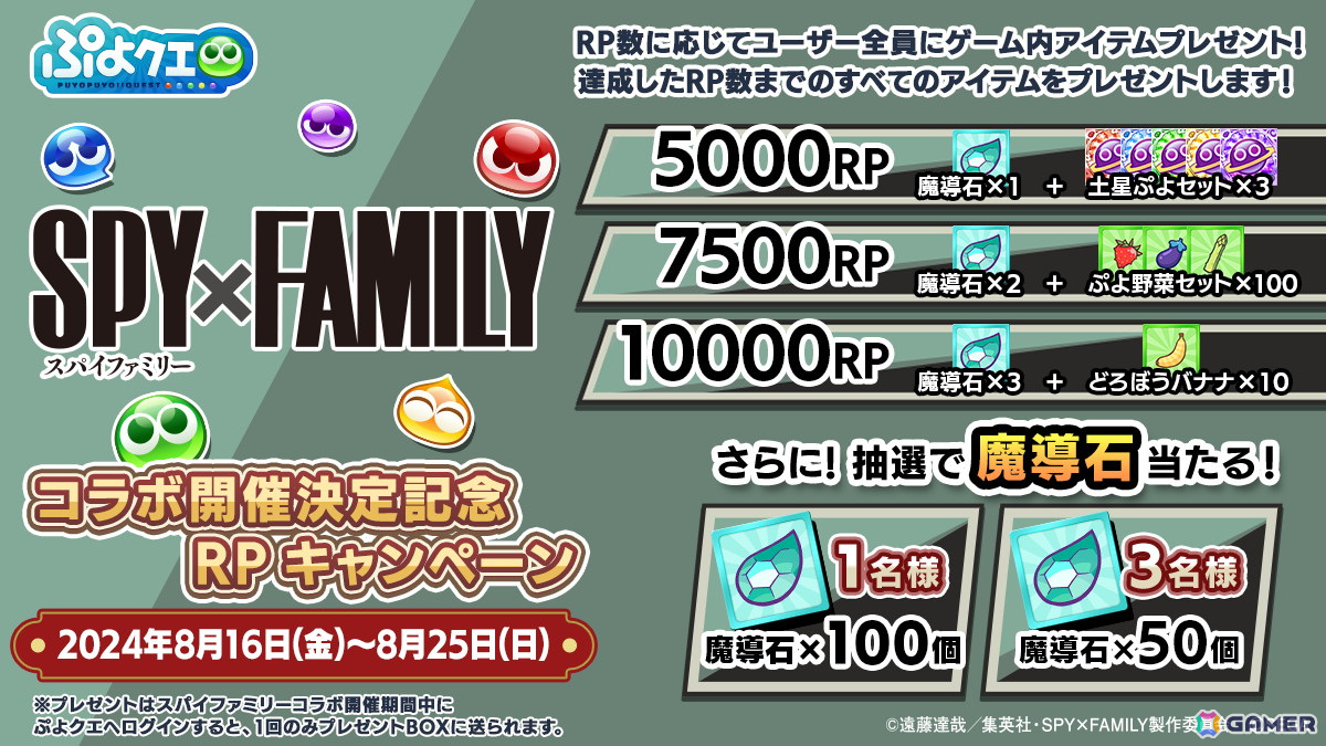 「ぷよぷよ!!クエスト」でTVアニメ「SPY×FAMILY」とのコラボ開催決定！特別配信が8月24日20時より放送の画像8