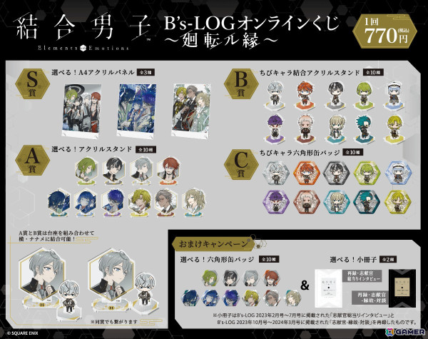 「結合男子」とB's-LOGがタッグを組んだオンラインくじがくじ引き堂より登場！の画像2