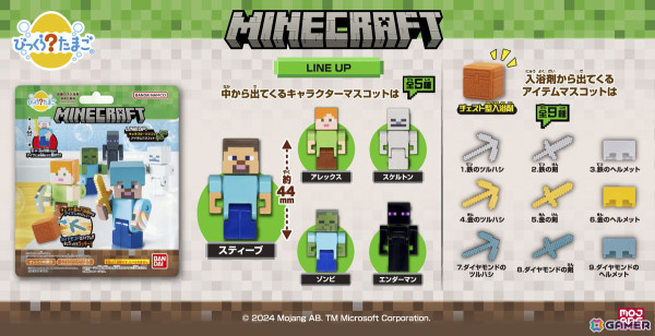 「MINECRAFT」のチェスト型入浴剤（アイテム入り）が10月14日に発売！スティーブやエンダーマンのキャラクターフィギュア付きの画像2